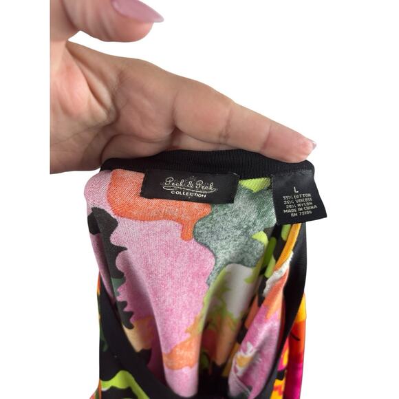 Wearable Art Floral Bright Colorful Floral Rhinestone Cardigan Peck & Peck Large - Picture 5 of 6